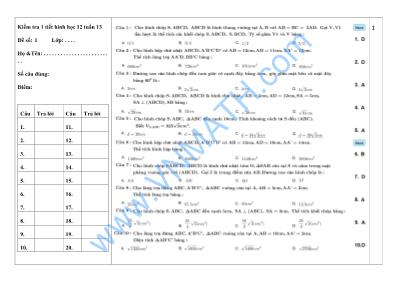Kiểm tra 1 tiết Hình học 12 (tuần 13)